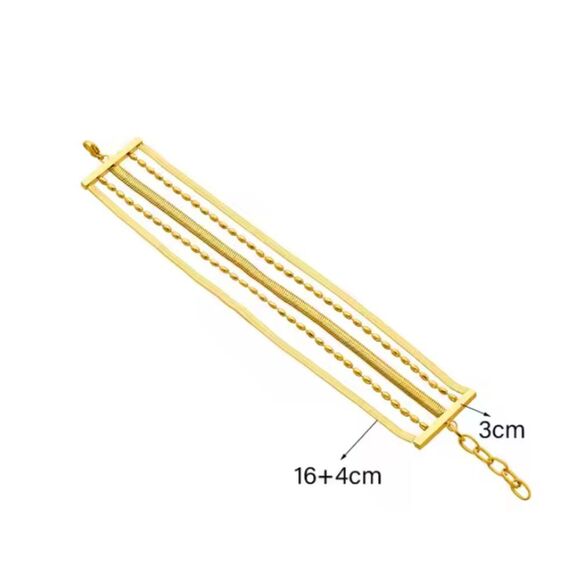 18K Gold Plated Waterproof Stainless Steel Multi Strand Bracelet A-1,6 - Picture 5 of 6